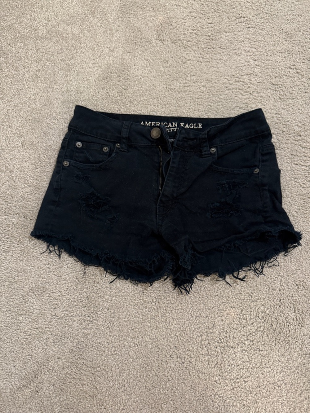 American Eagle Outfitters Black Frayed Denim Cutoff Shorts